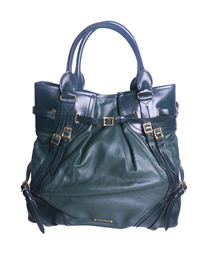 Large Buckle Top Handle bag, &pound;90, Handbags, Green, Leather, Front view